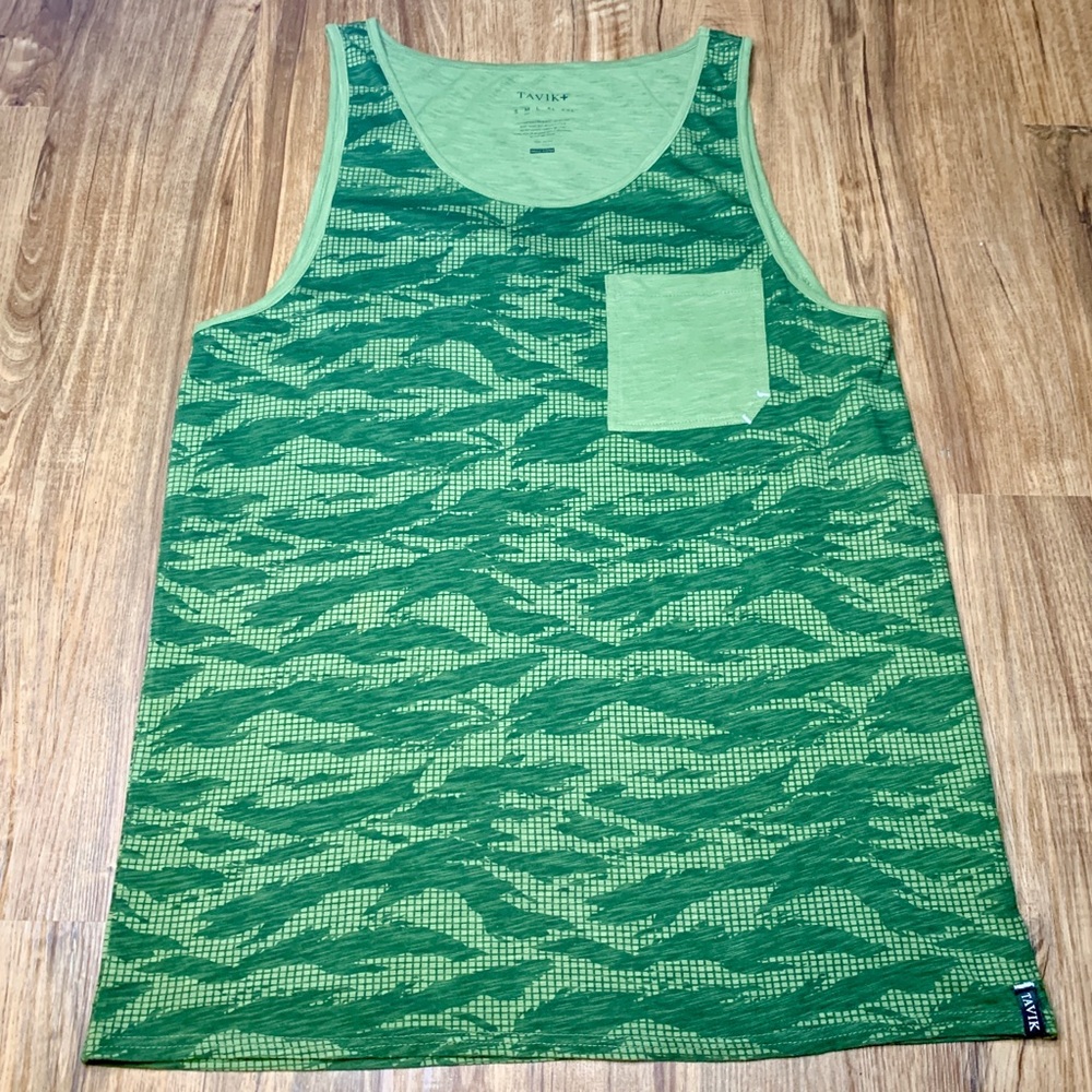 Tavik Men's Green Grid Camouflaged Tank Top